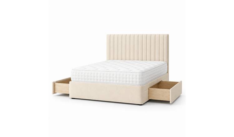 Comfy Deluxe 4ft6 Double    2 Drawer Suede  Divan Bed Set -  Cream