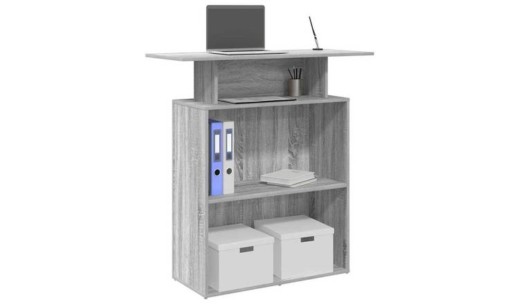 Walplus Engineered Wood Reception Desk - Grey and Oak - 100 x 40 x 104 cm