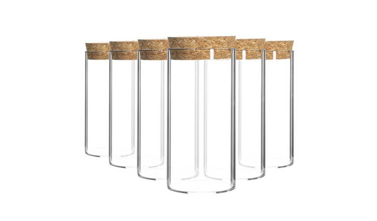 Argon Tableware Glass Storage Jars with Cork Lids - Pack of 6