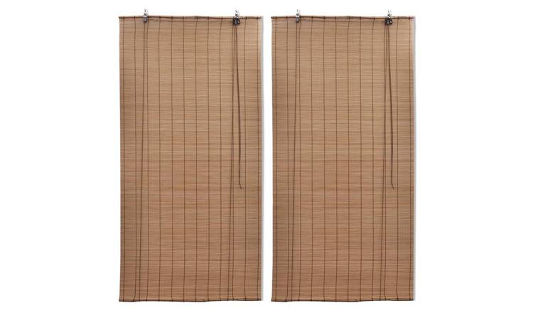 Walplus Pack of 2 Bamboo Roller Blind - Brown - 80 x 160 cm