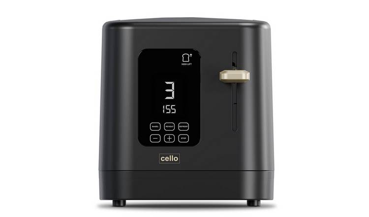 Cello Digital 2 Slice Toaster with Touch Control and Timer - Ash Black