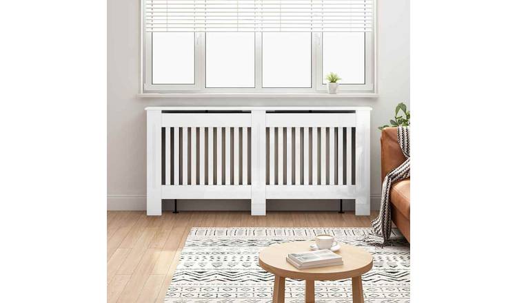 Walplus Engineered Wood Radiator Cover - High Gloss White - 172 x 19 x 81.5 cm
