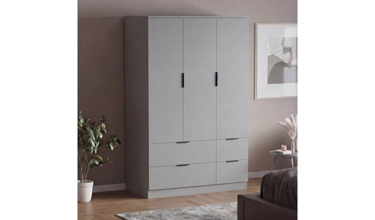 Vida Designs Trega 3 Door 4 Drawer Wardrobe - Grey