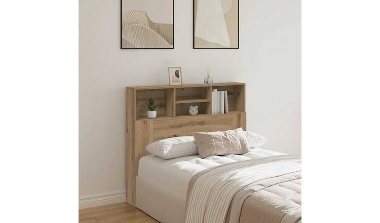 Walplus Engineered Wood Headboard Cabinet - Oak - 120 x 19 x 103.5 cm