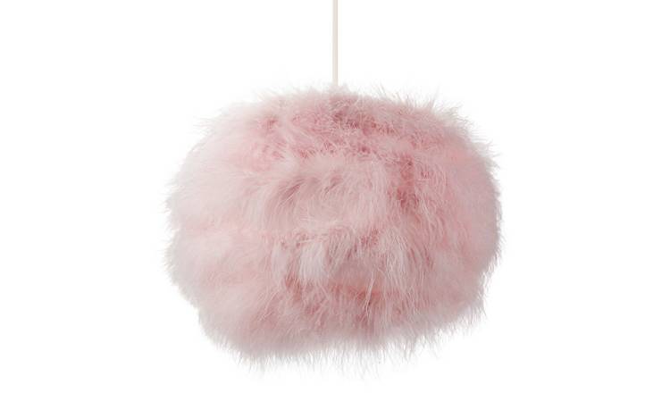 Happy Homewares Distinctive Small Real Pink Feather Pendant Shade - 25cm