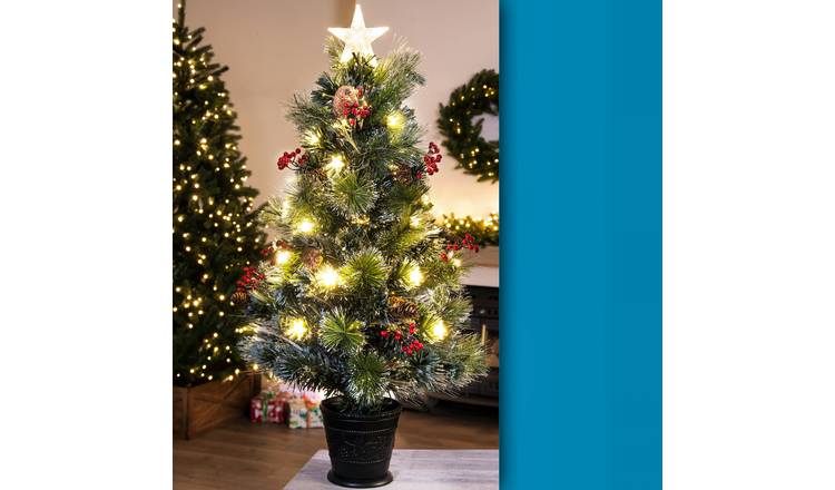 Christmas Tree World 3ft Frosted LED Pine Fibre Optic Tree