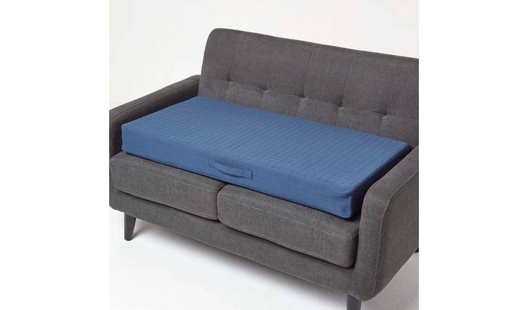 Homescapes Cotton Orthopaedic Foam 2 Seater Sofa Booster Cushion - Navy Blue