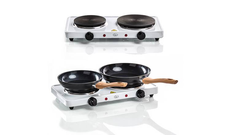 Quest Twin Hob Hot Plate With Temperature Control - White