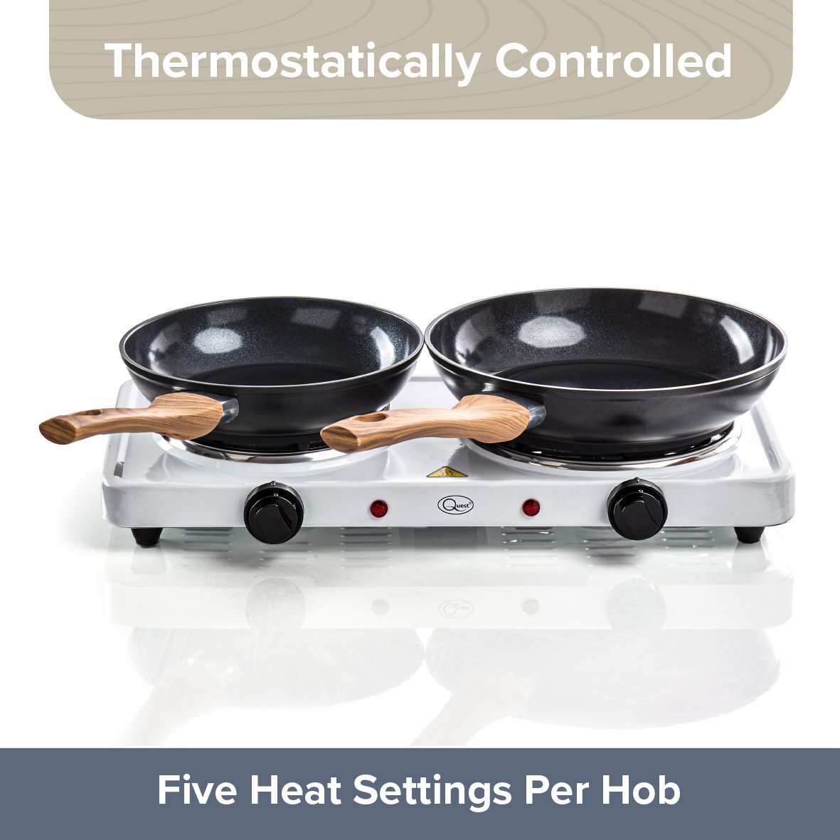 Quest Twin Hob Hot Plate With Temperature Control - White - Image 5
