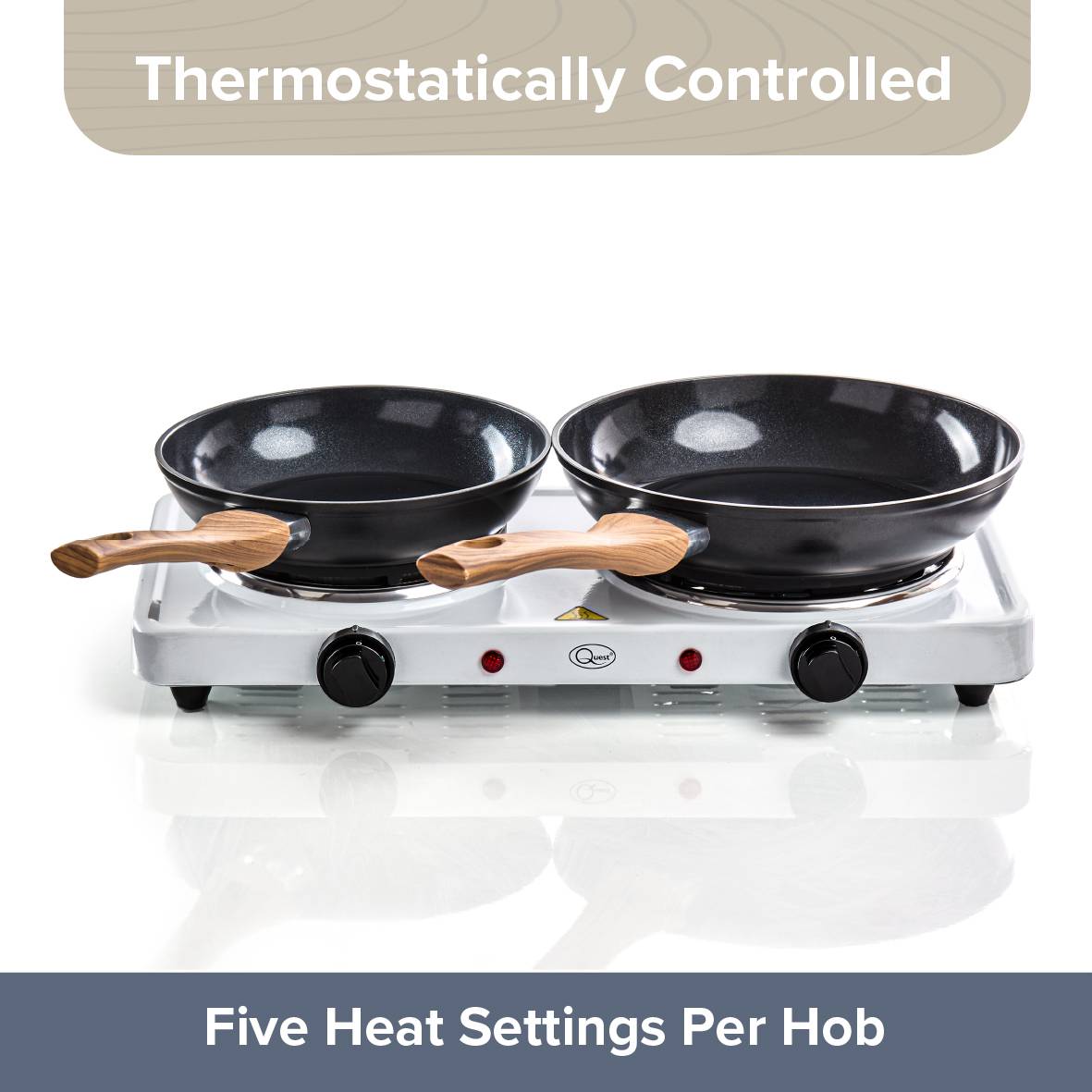 Quest Twin Hob Hot Plate With Temperature Control - White - Image 5