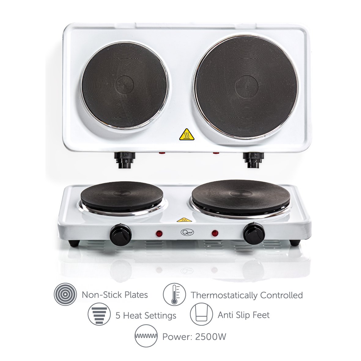 Quest Twin Hob Hot Plate With Temperature Control - White - Image 6