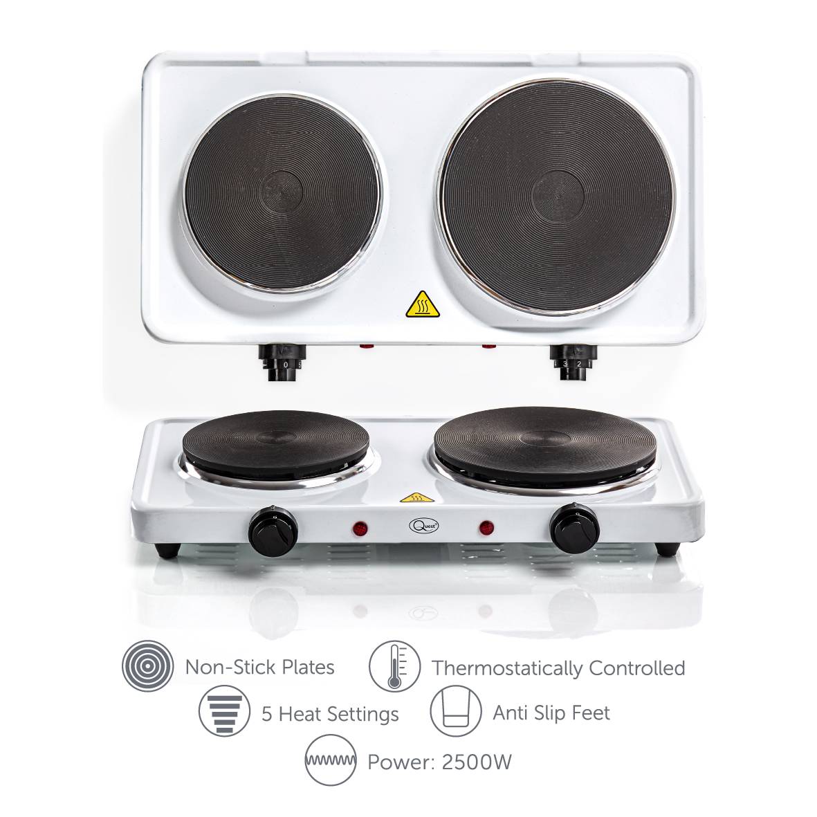 Quest Twin Hob Hot Plate With Temperature Control - White - Image 6