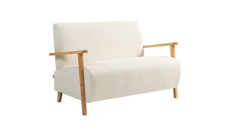 HOMCOM 2 Seater Fabric Sofa with Wood Legs and Armrests - Cream
