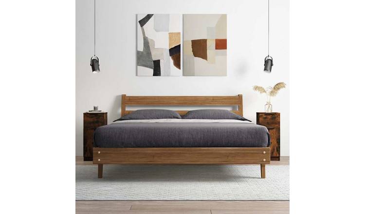 Walplus Engineered Wood 2 Compartments Sideboard - Dark Oak - 30 x 30 x 70 cm