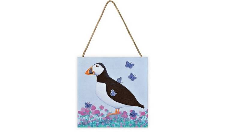 Ailsa Black Puffs Of Blue Wooden Plaque