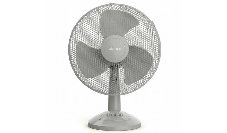 Air Pro 12in Desk Table Tower Fan with Tilt Oscillating & 3 Speeds - Grey