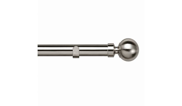 New Edge Blinds 28mm Satin Silver Ball Fixed Eyelet Curtain Pole - 290cm