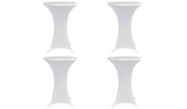 Walplus Pack of 4 Standing Table Cover Stretch - White - dia 60 cm