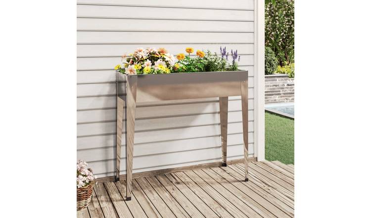 Walplus Galvanised Steel Garden Planter - 100.5 x 40.5 x 90 cm