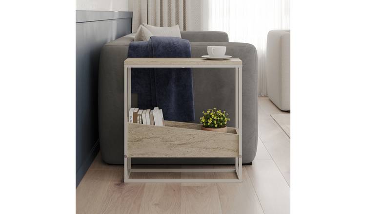Decortie Lido Angled Open Storage Side Table - Stone