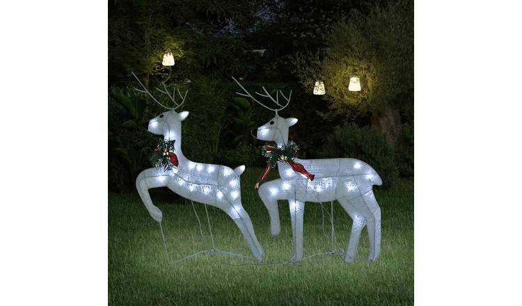 Walplus Pack of 2 Christmas Reindeers 40 LEDs - White - 42 x 19 x 64 cm