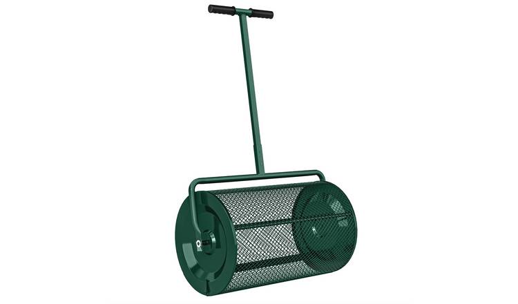 Outsunny Compost Spreader with Adjustable Handle and Metal Mesh Basket – Green