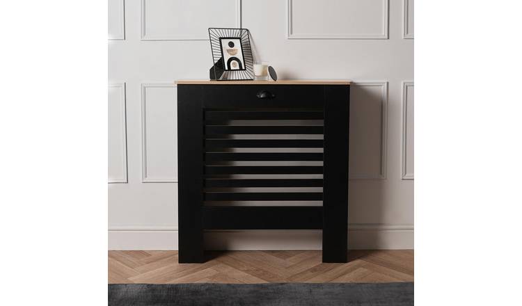 OHS Engineered Wood Radiator Cover - Black/Wood - Small