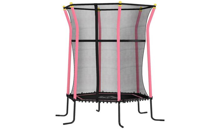 Homcom 4ft Kids Trampoline with Safety Enclosure - Pink