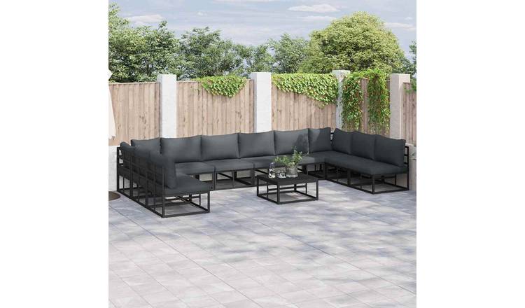 Walplus 10 Piece Garden Sofa Set - Black - 70 x 42 cm