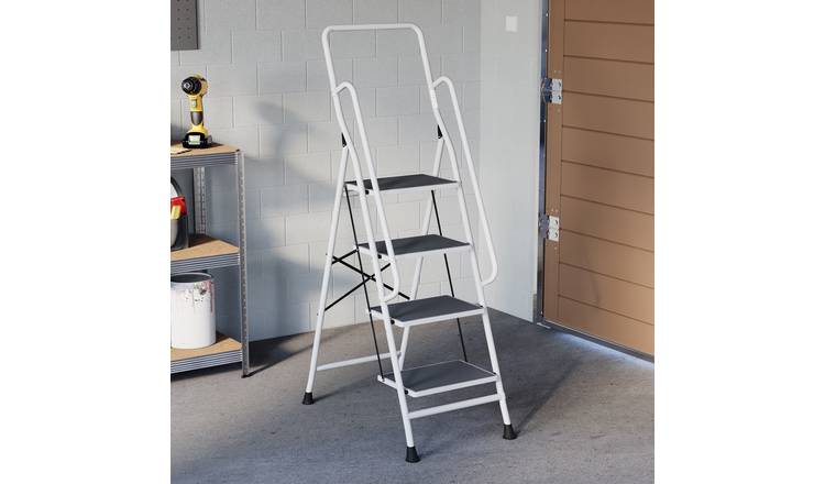 Home Vida 4 Step Ladder With Handrail - White