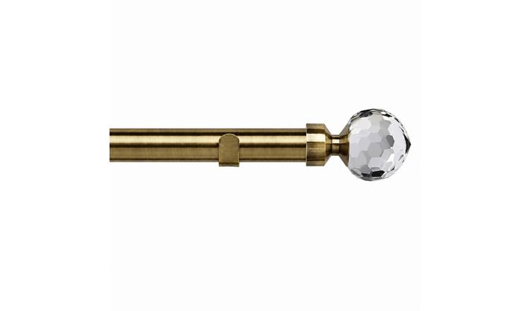New Edge Blinds 28mm Antique Brass Crystal Fixed Eyelet Curtain Pole - 380cm
