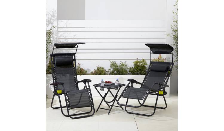 Neo Set of 2 Zero Gravity Chairs and Table Set- Black