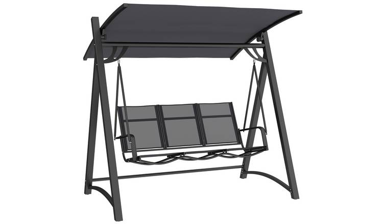Outsunny 3 Seater Adjustable Canopy Garden Swing Chair – Grey