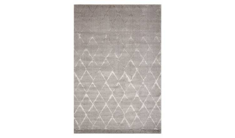 Mega Flooring Grey Modern Chequered Rug - 259 x 351cm