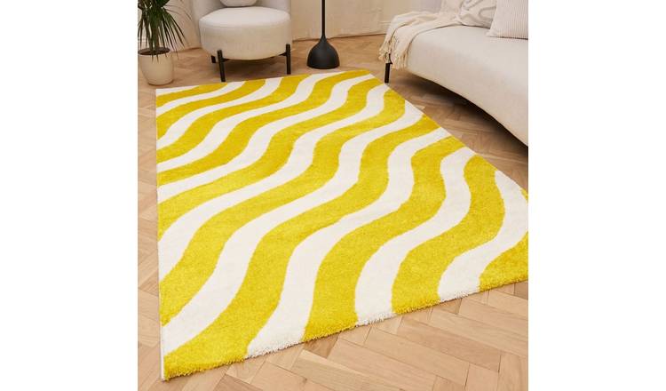 The Rugs White and Yellow Joli Wavy Rug - 80 x 150cm