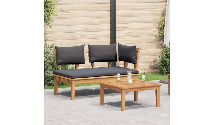 Walplus 2 Piece Solid Teak Wood Outdoor Furniture Set - Brown - 60 x 60 x 30cm