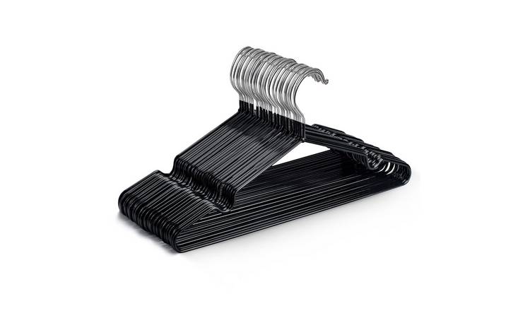 Keplin Black Non-Slip Rubber Coated Metal Clothes Hangers - Pack of 20