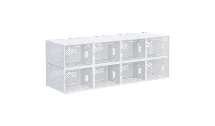 HOMCOM 8PCS Magnetic Door Shoe Box - Clear