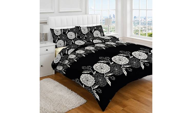 HomeSpace Direct Chantilly Black Duvet Cover Set - Single