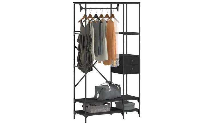 Walplus Clothes Rack with Shelves Engineered - Black - 97 x 40 x 180 cm