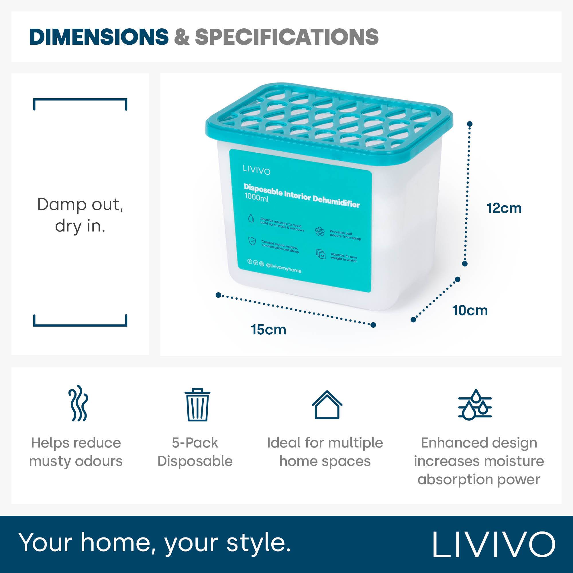 LIVIVO Disposable Teardrop Dehumidifiers - Pack of 5 - Image 6