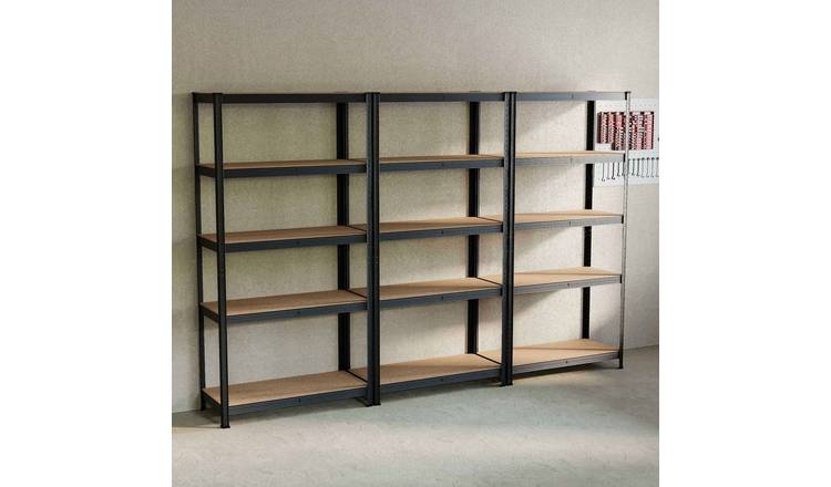 Home Vida 5 Tier 3 Bay Garage Shelf - Black