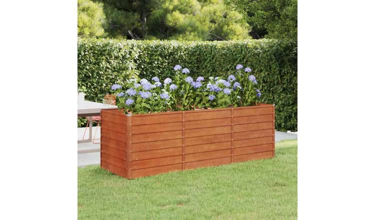 Walplus Corten Steel Raised Garden Bed - Rusty - 240 x 80 x 77 cm