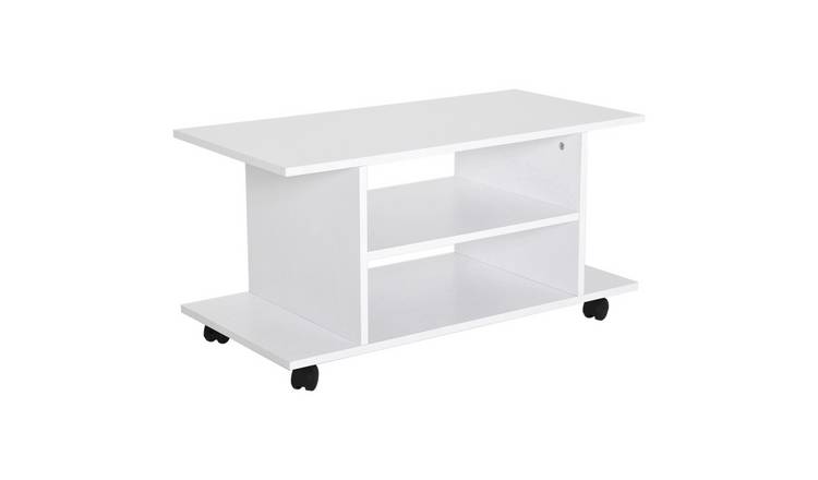 HOMCOM Modern TV Cabinet Stand with Storage Shelves - White