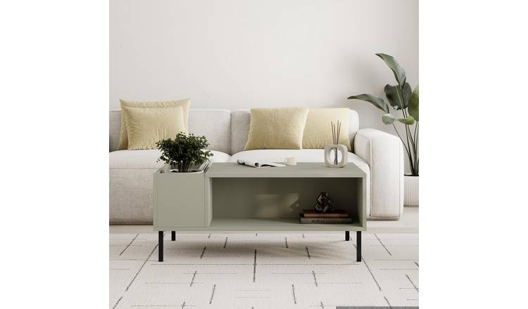Decortie Vena Wood-Effect Particleboard Coffee Table - Sage Green