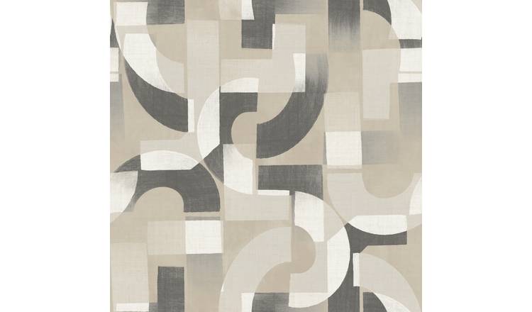Grandeco Levina Geometric Shapes Textured Wallpaper - Grey Beige