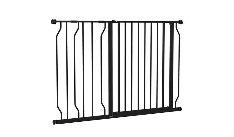 PawHut Pressure Fit Steel Dog Gate - 75-115cm x 76cm - Black