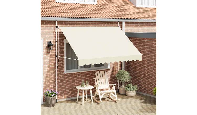 Walplus Manual Polyester Retractable Awning - Cream - 300 x 120 cm