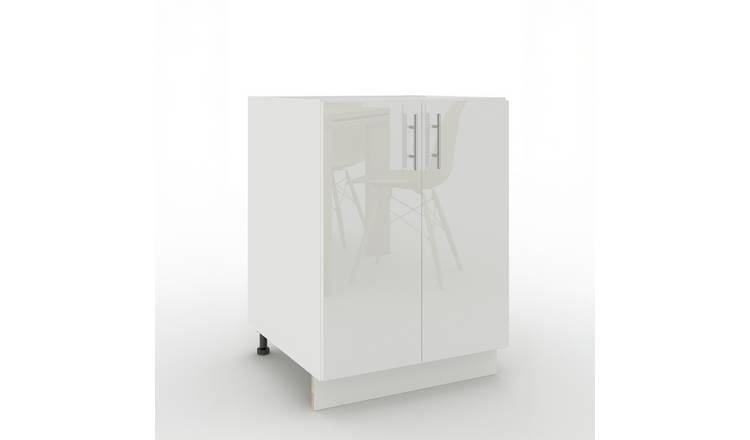 JD Greta 600mm Adjustable Leg Base Cabinet with 2 Doors - White Gloss