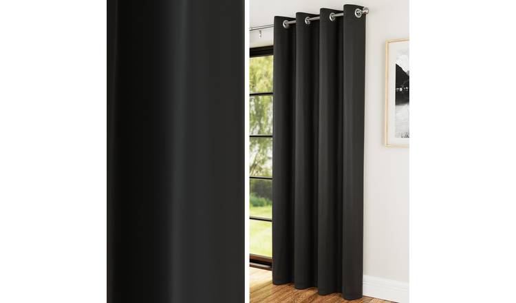 Enhanced Living Nightfall Eyelet Single Door Curtain - 168 x 214cm - Black